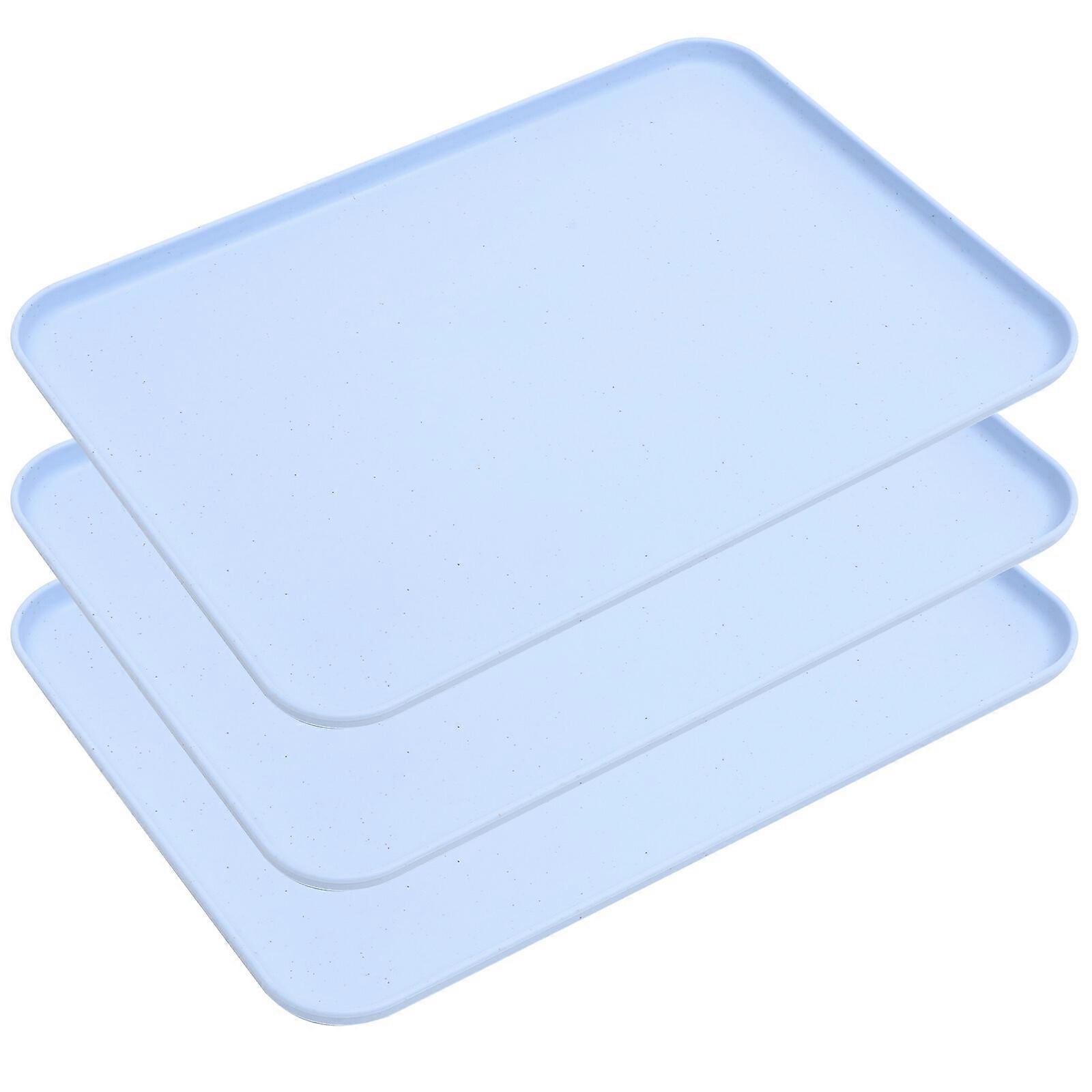 3pcs Wheat Straw Serving Tray Rectangular Bread Fruit Cake Plate Party Tea Cup Serving Tray