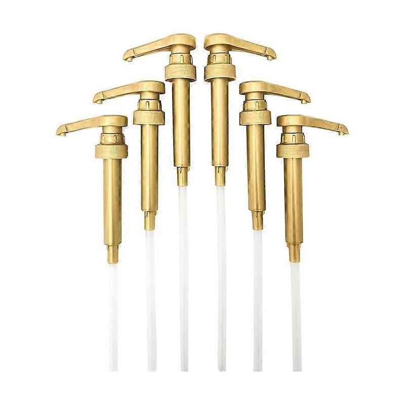 6-Pack Gold Syrup Pump Kitchen Coffee Bar Tools Fits 750 Ml , Bottles (Plastic)