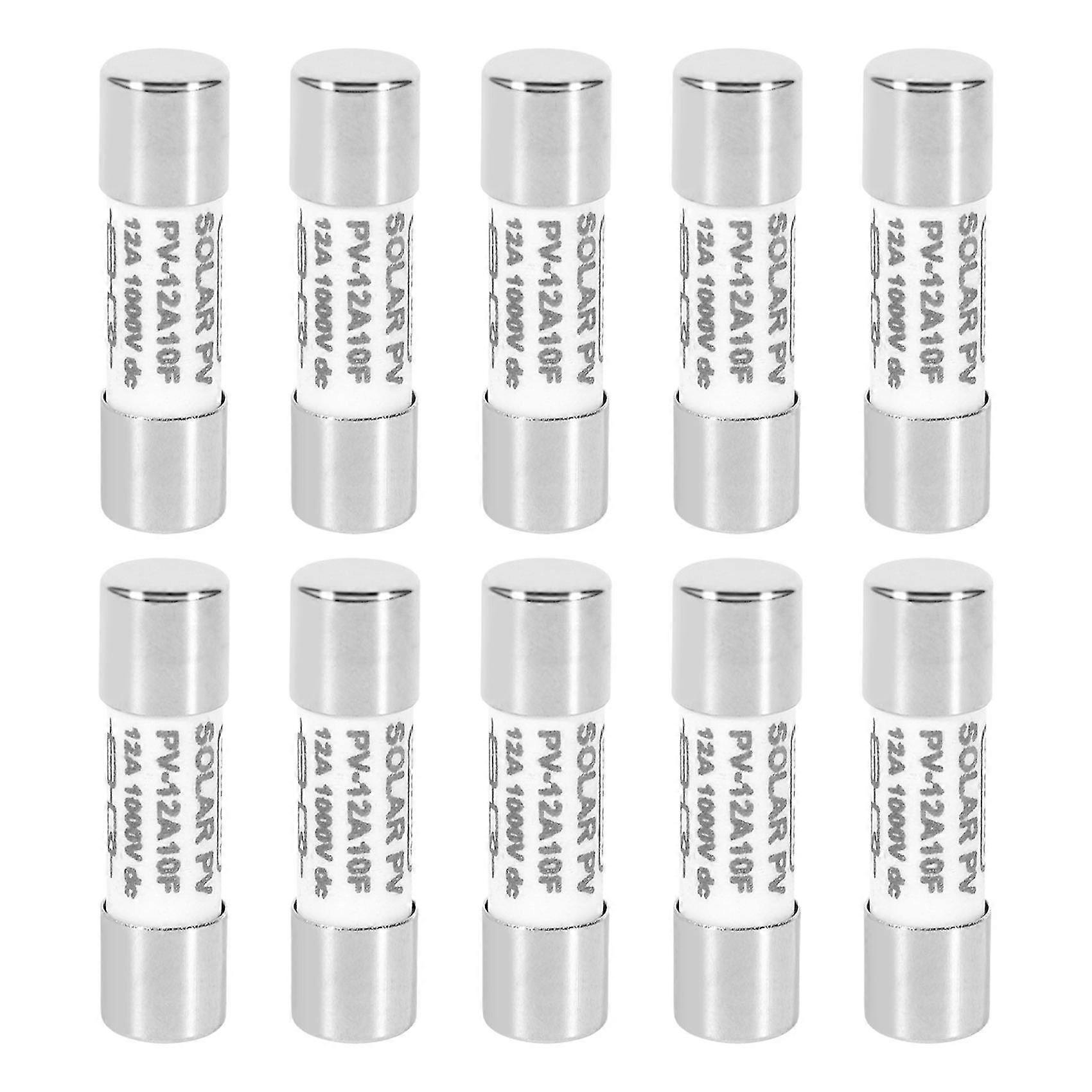 10 Pcs 1000 Vdc Fuse Solar Pv Explosion-proof Fuse Silver - 12a
