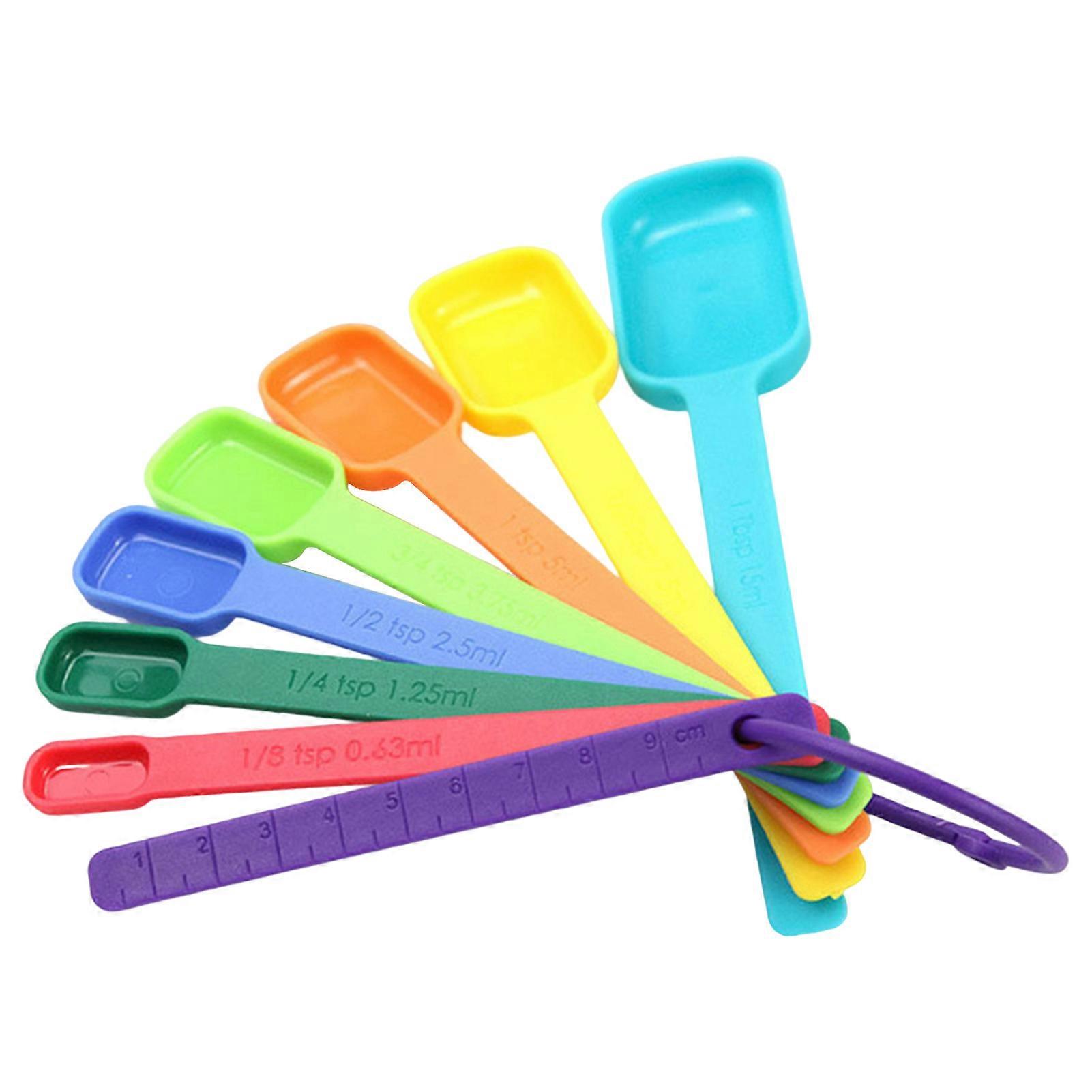 1 Set Measuring Spoon Buckle Ring Design Clear Scale Food Grade Comfortable Grip Measuring Spoon Measuring Cup Set Kitchen Gadget Jikaixiang