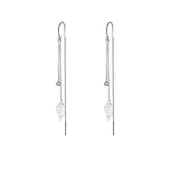 Cutout Leaf Long Fringe Earrings