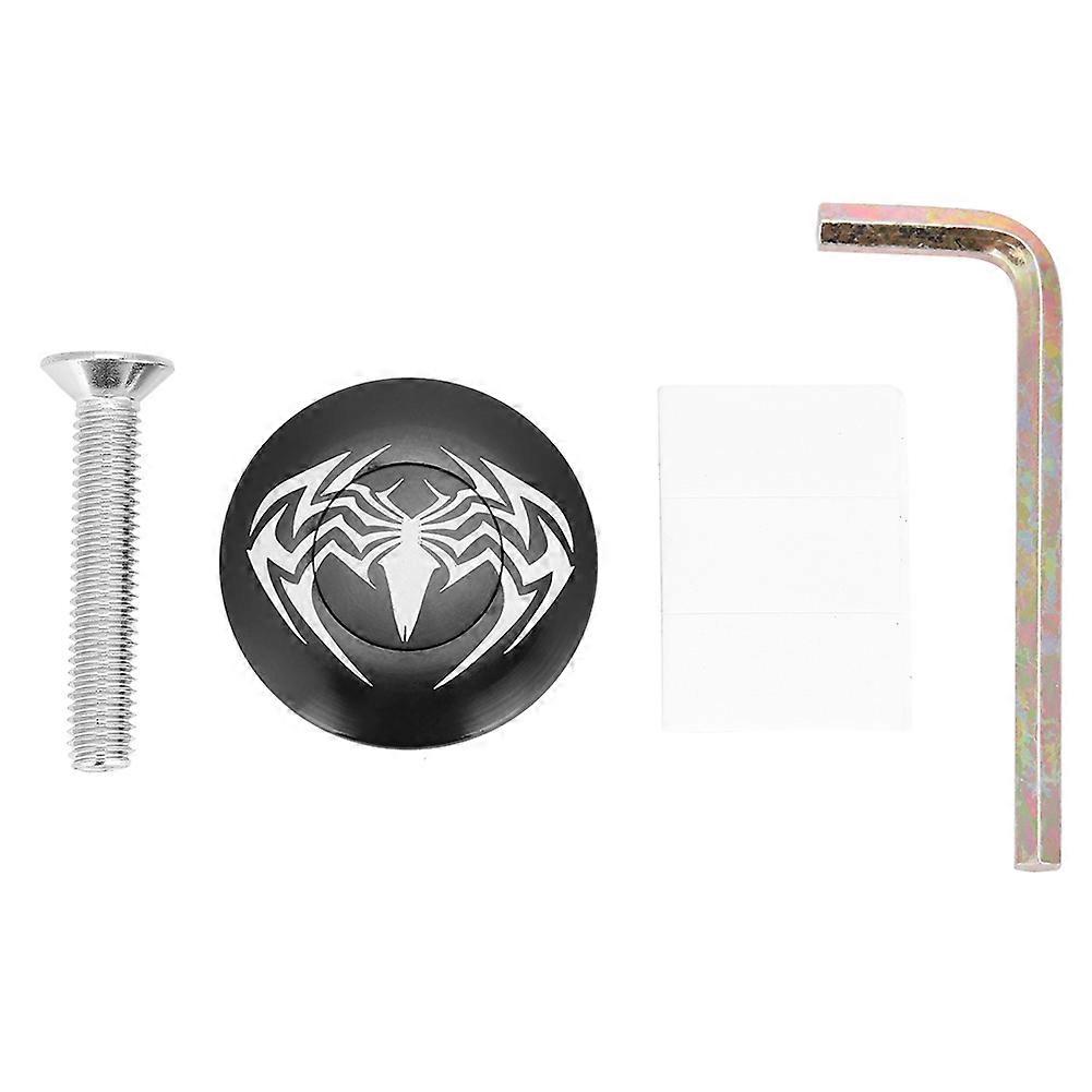 Black Spider Pattern Round Mountain Bike Stem Top Cap Cover Bicycle Headset (Spider)