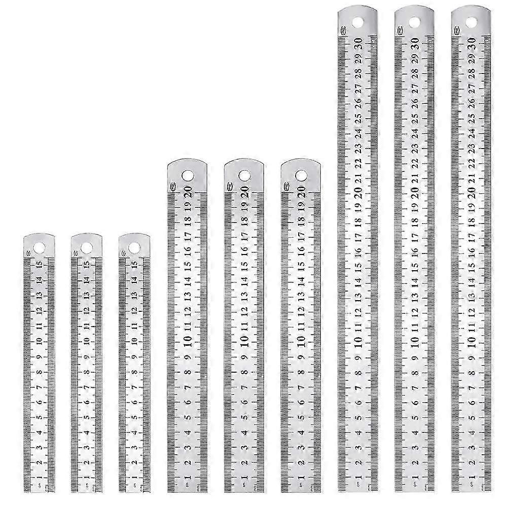 PCS Stainless Steel Ruler 15cm 20cm 30cm Metal Ruler Size Double Sided Durable Rustproof Carpenter Ruler for Students Engineers Architects Teachers De