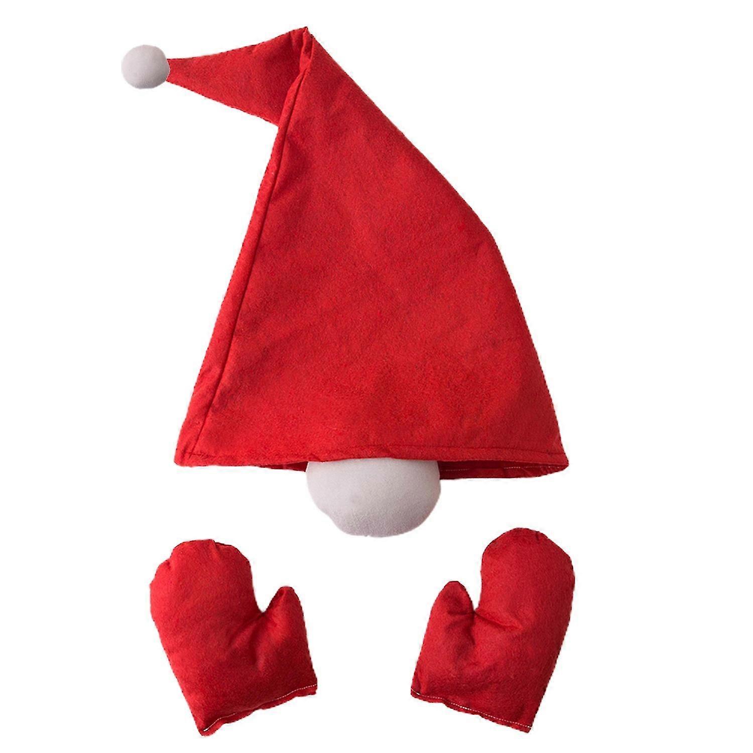 Santa Claus Hat Solid Color Handmade Fabric Xmas Nose Gloves Pendant