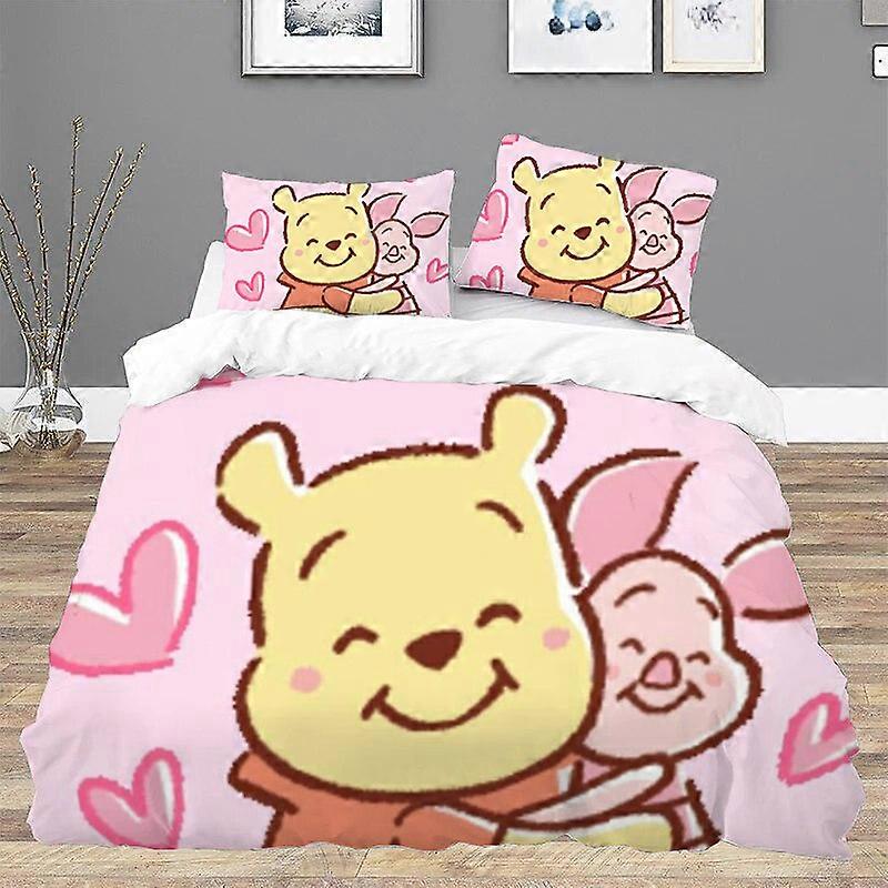 f928  Bed Sheets Pooh BearS Duvet Cover Set Comforter Sets Twin Size Bedding Bed Linen Sets Double Bed Sheets Queen Home Textile GardenBed Sheets Rt92