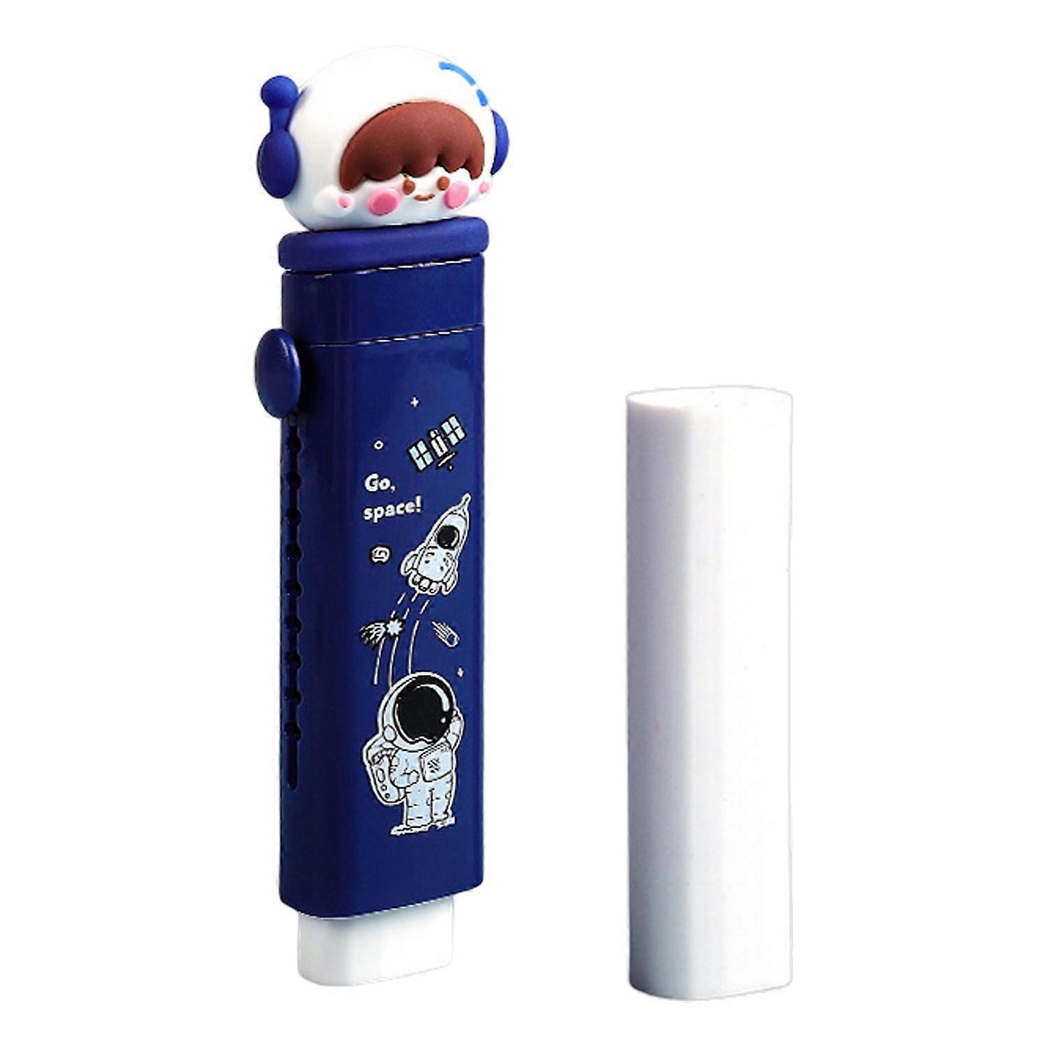 1 Set Pencil Eraser Replaceable Core Autolock Period Wipe Clean Rubber Kids Cartoon Girl Retractable
