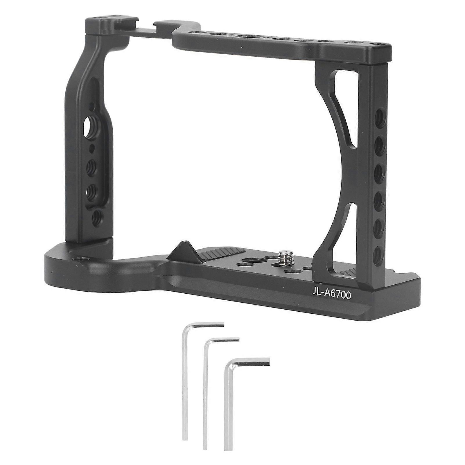 Camera Cage for A6700 Vertical Shooting Handle with Cold Shoe Mount 1/4in 3/8in Threads for Arri Locating Hole for Arca Port