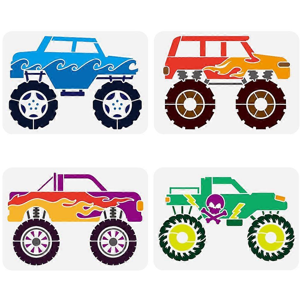 1セット4個4スタイルPET中空描画ペイントステンシルDIYスクラップブックフォトアルバムトラック297x210mm 1個/スタイル