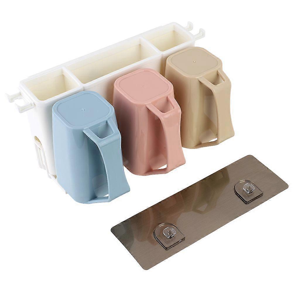 Bathroom Suction Wall Mount Hooked Plastic Toothpaste Toothbrush Holder Storage Rack