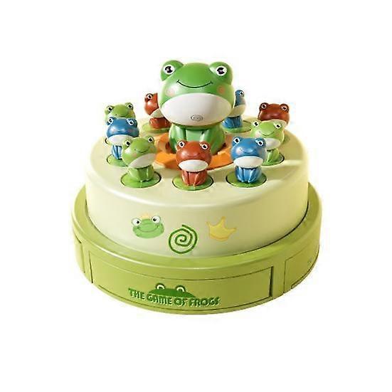 1 Set Bouncing Frog Toy Rotating Turntable Cartoon Frog Launcher Catcher