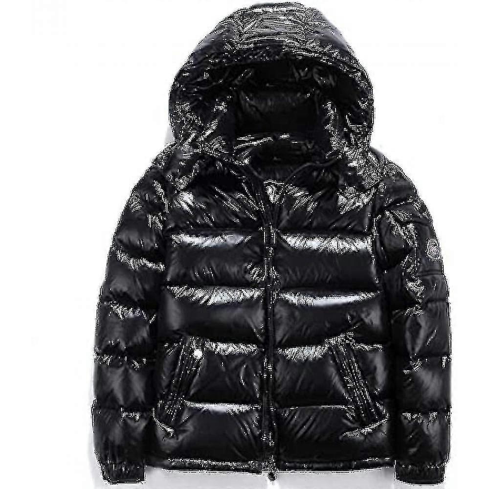 Shiny Down Jacket Men's Jacket Stand Collar Down Jacket With Hood