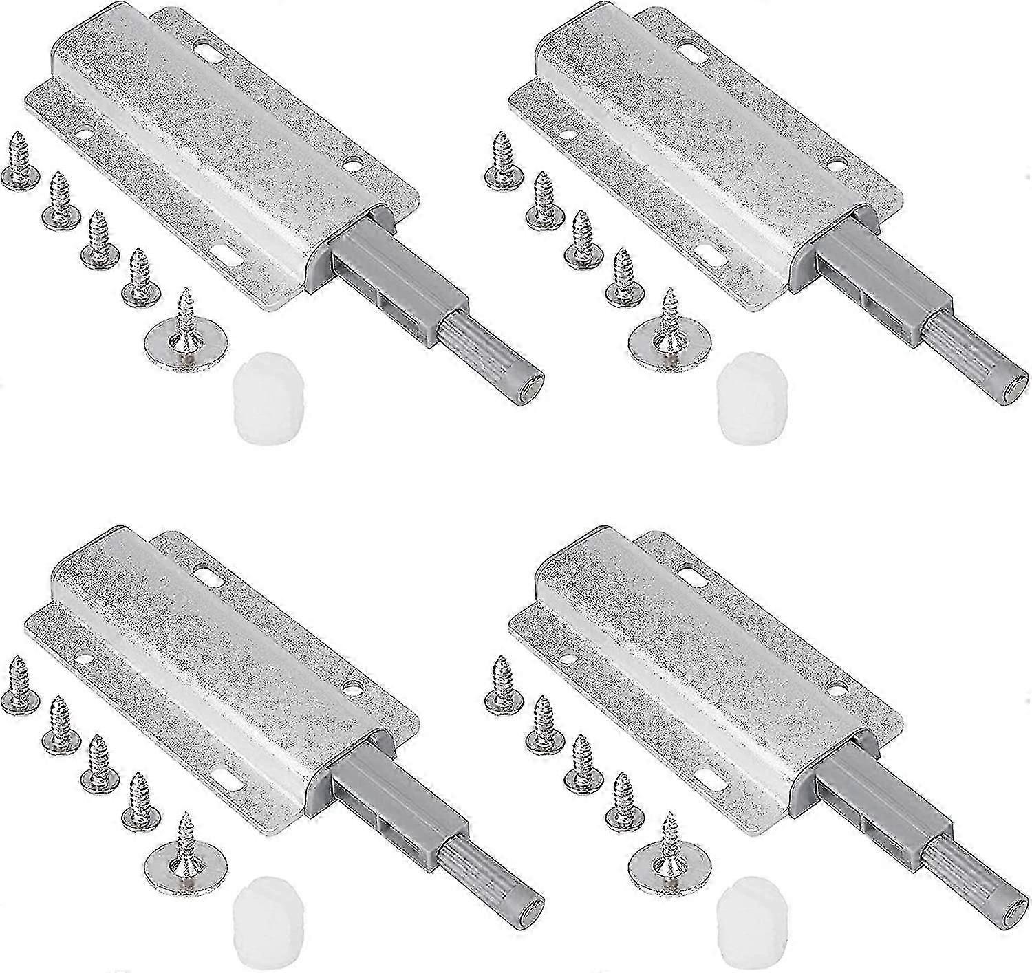4 Stück Push Türöffner Magnetischer Fang, Push Türöffner Push To Open Türöffner Magnet, Push Catch Magnetischer Türschließer (silber)