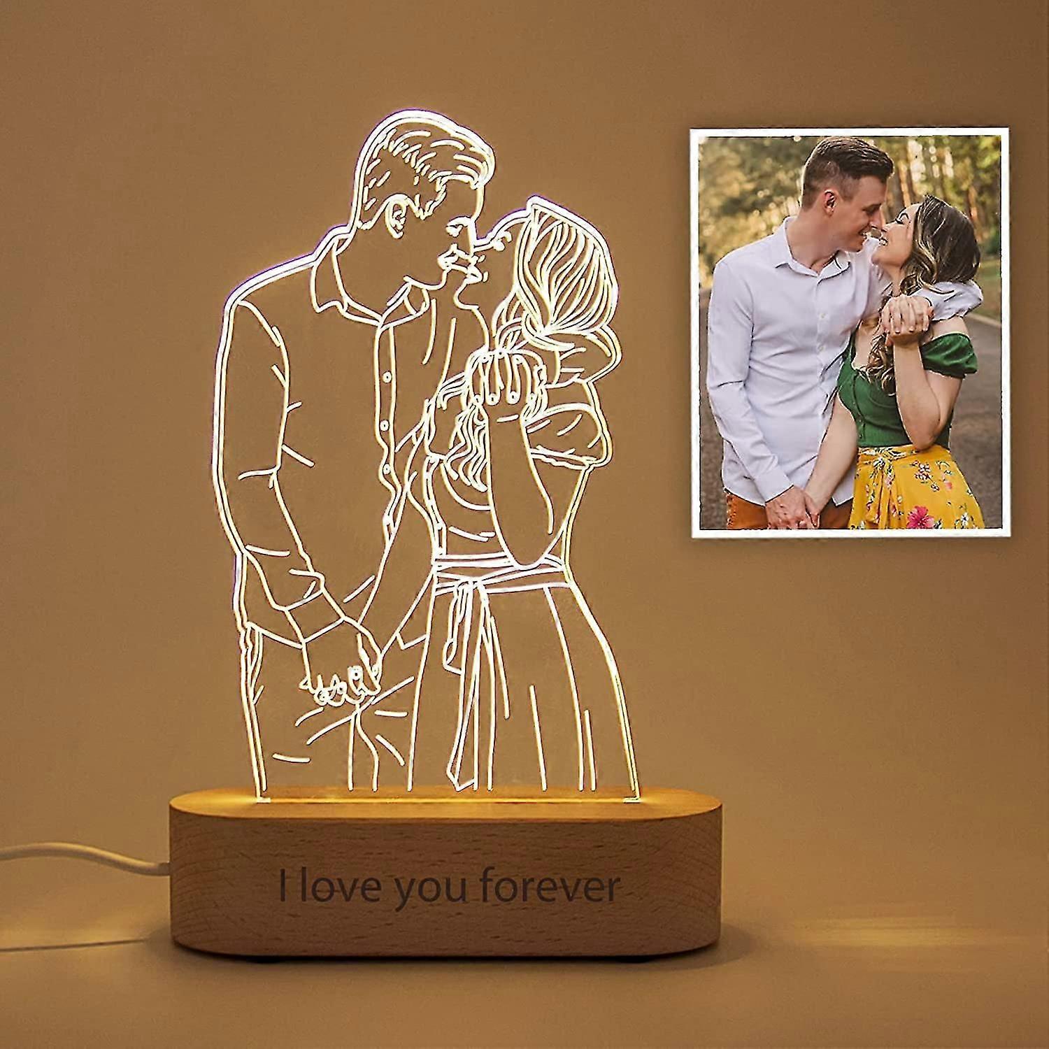 Custom 3d Photo Lamp Personalized Portrait Illusion Night Light Cube Light Up Picture Engraved Plaque Frame Things Remembered 21th Birthday Gift