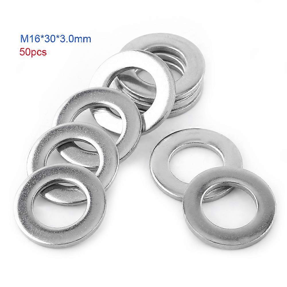 304 Stainless Steel Flat Washer Ring Shape Plain Washers (M16*30*3.0, 50pcs)