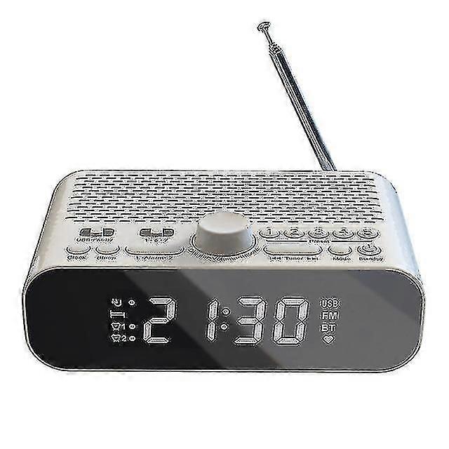 Fm Clock Radio With Bluetooth Streaming Play Led Display Dual Alarm Clock 1500mah Hi-fi Speaker With Woofer Unit