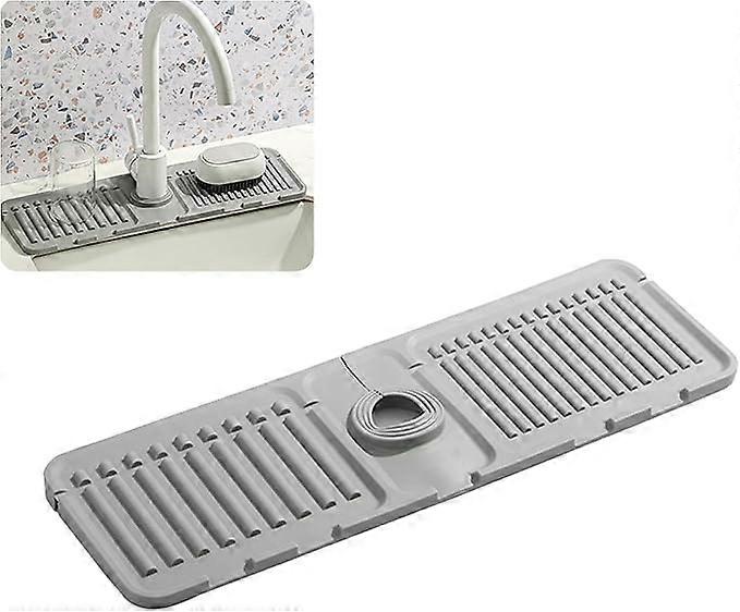 2025 Upgraded Faucet Mat, Premium Silicone Splash Guard, Fast Drying Protective Sink Tray for Kitchen & Bathroom, Ideal for Stone Sinks