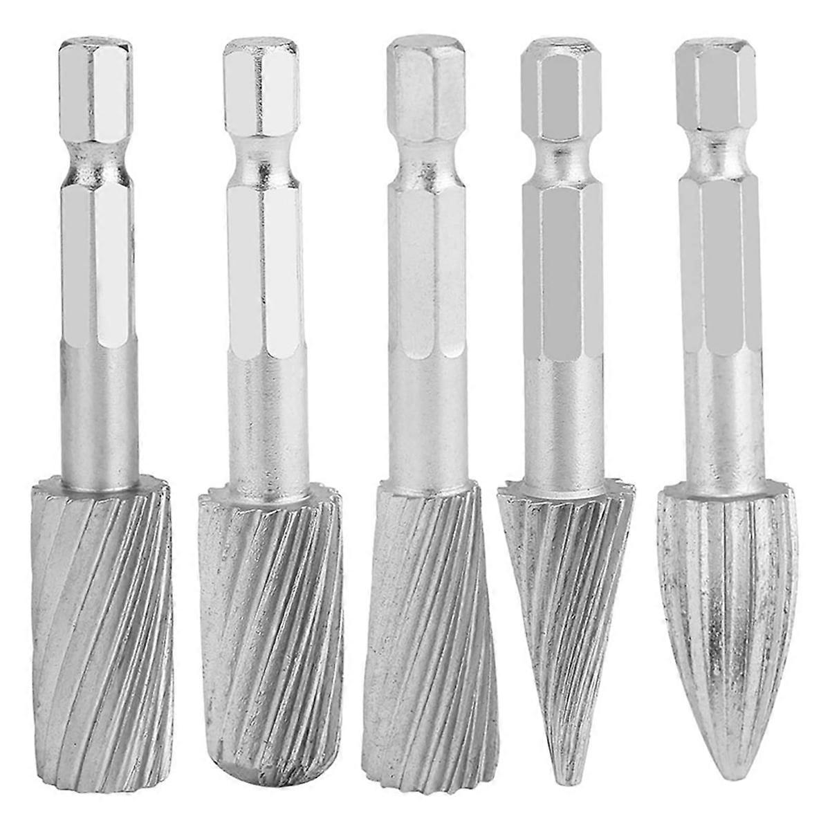 Rotary File, 5pcs 1/4inch Hex Shank High Speed Steel Burrs Rotary Files Tools for Aluminum and Iron