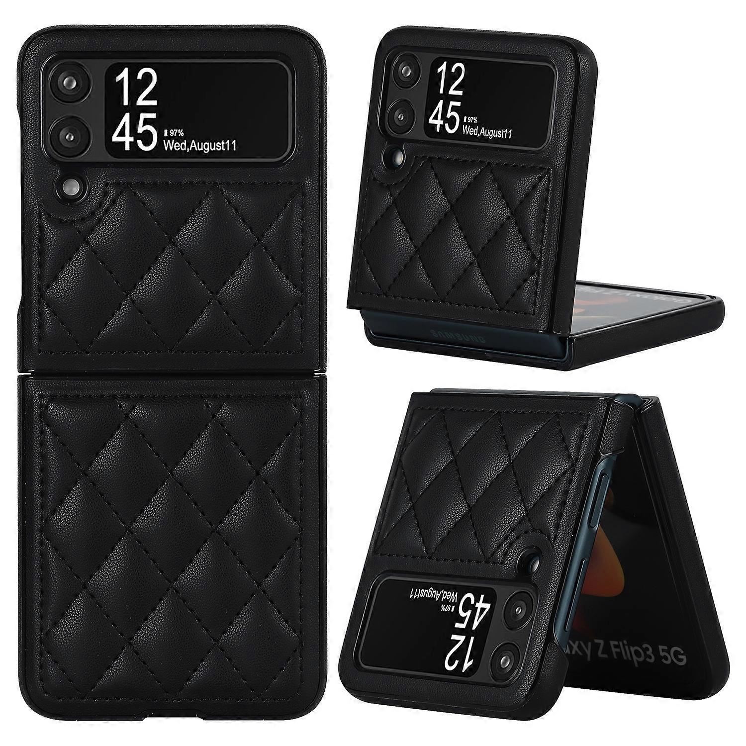 For Samsung Galaxy Z Flip4 Rhombic Microfiber Folding Phone Case