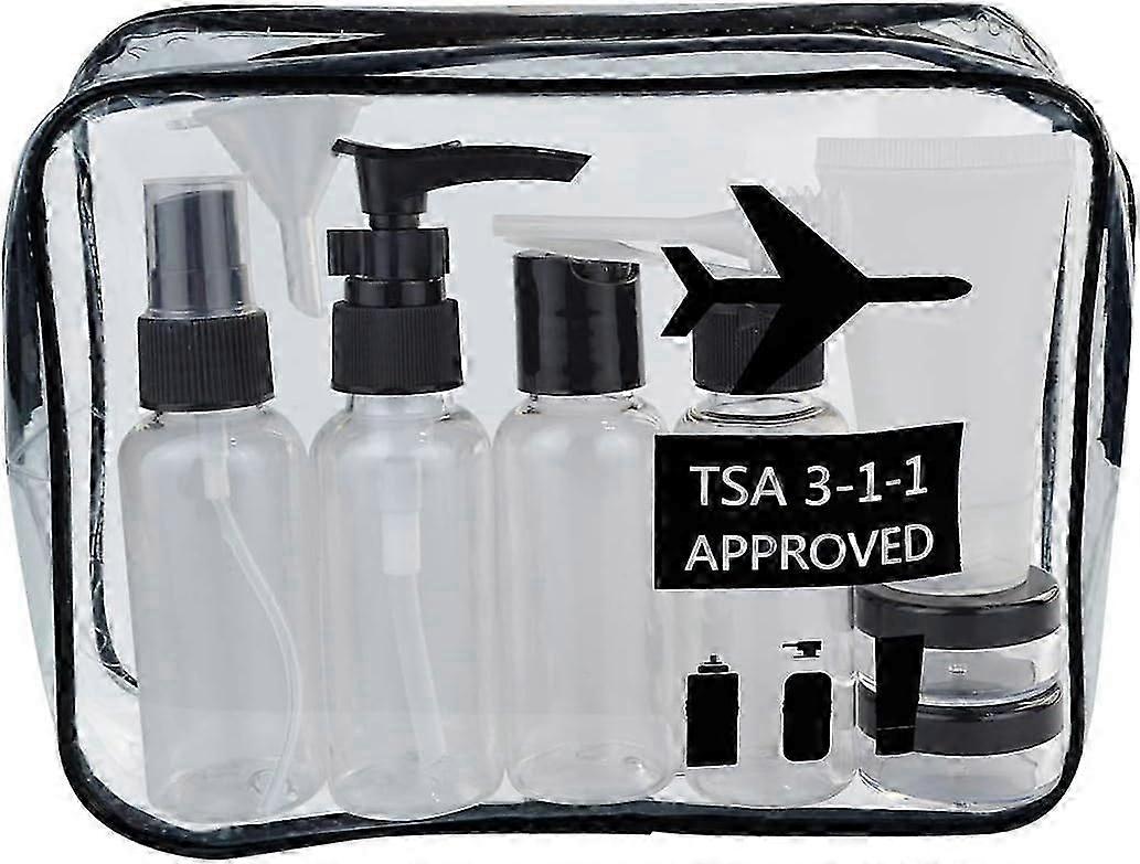 Travel Bottles Set with TSA Approved Toiletry Bag - Leak-Proof Containers for Liquids - Airplane Carry-On Compliant