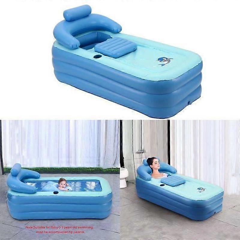 Oppblåsbart badekar for voksne - ONEVER - PVC Bærbart Hot Spa - Blå - Oppblåsbart