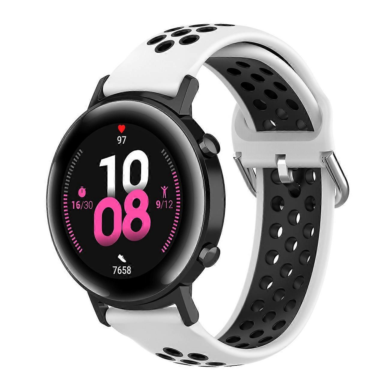 20mm For Huami Amazfit GTS / Samsung Galaxy Watch Active 2 / Huawei Watch GT2 42MM Inner Buckle Silicone Watch Band(White black)