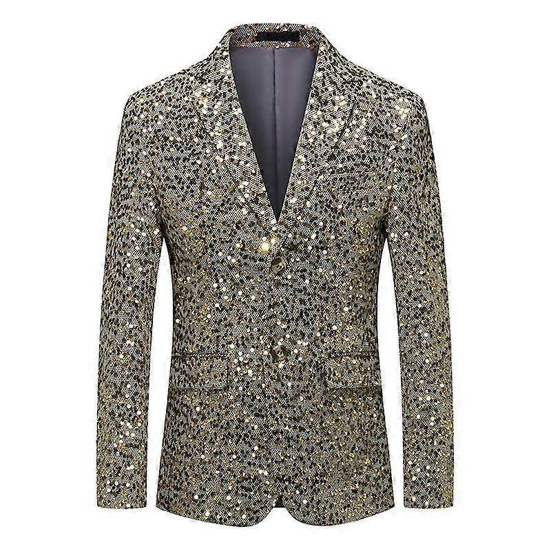 Mens Sequin Blazer Slim Fit Shiny Coat Suit Tuxedo Sport Coats for Prom Party Dinner