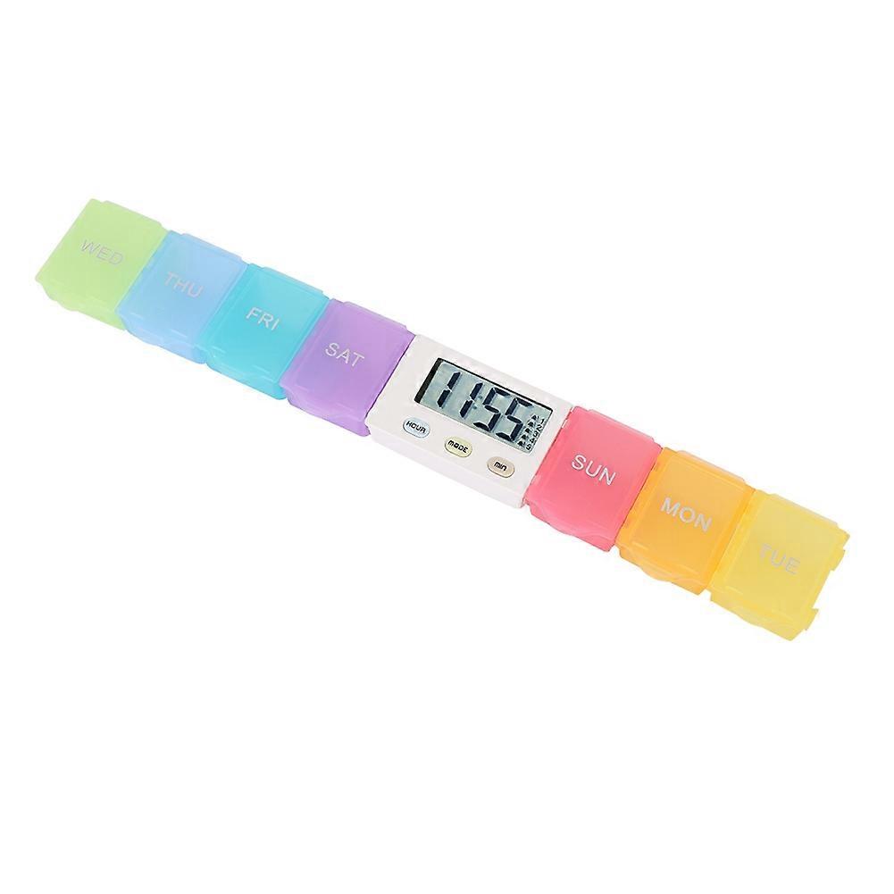 Colorful Weekly Medication Organizer Travel Size 7 Day Pill Box with Timer