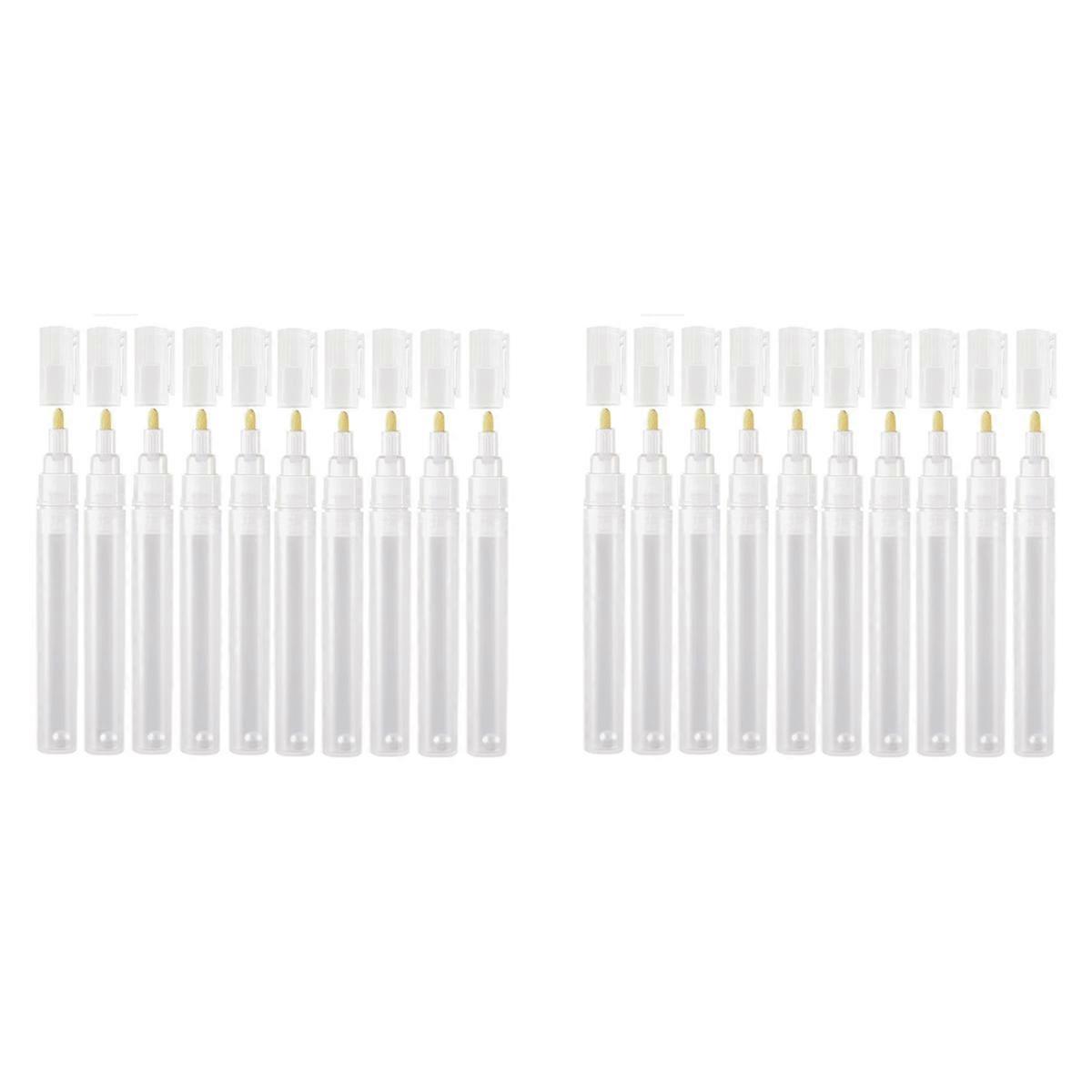 20Pack 3mm Empty Fillable Blank Paint Touch Up Pen Markers, Round Tilted- Paint Marker Pens for Art