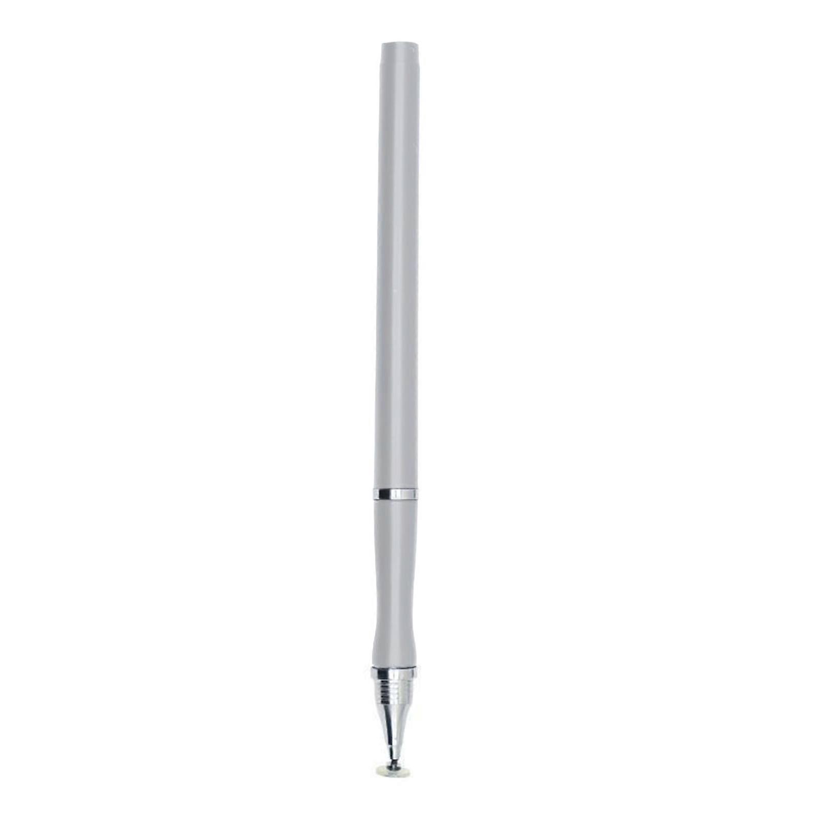 Ergonomic Grip 2 In 1 High Sensitivity Capacitive Touch Pen Sensitive Drawing Note Taking Comfortable for Tablets Phones Silver