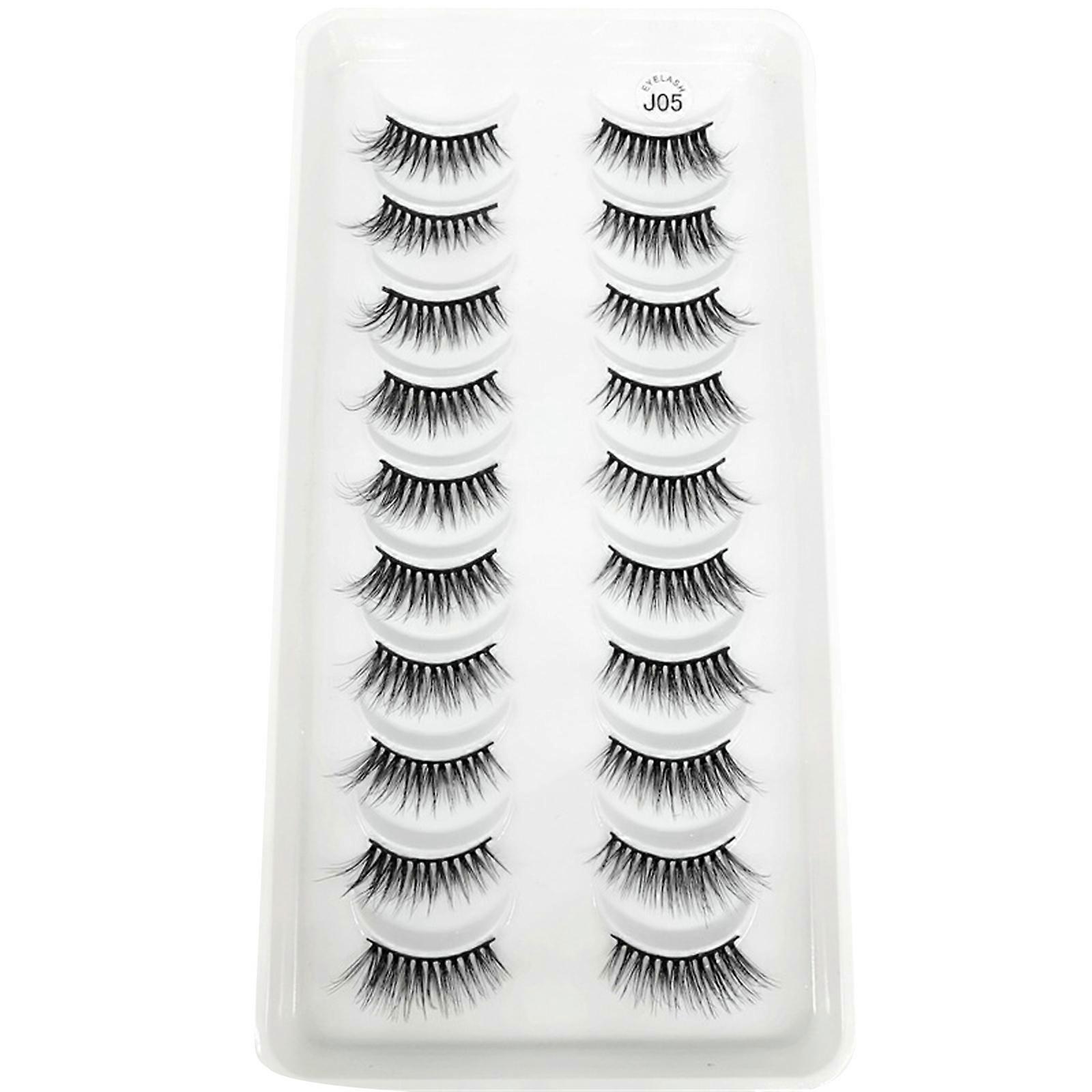 Lot de 10 paires de faux cils œil de chat, doux et duveteux, effet naturel, faits à la main