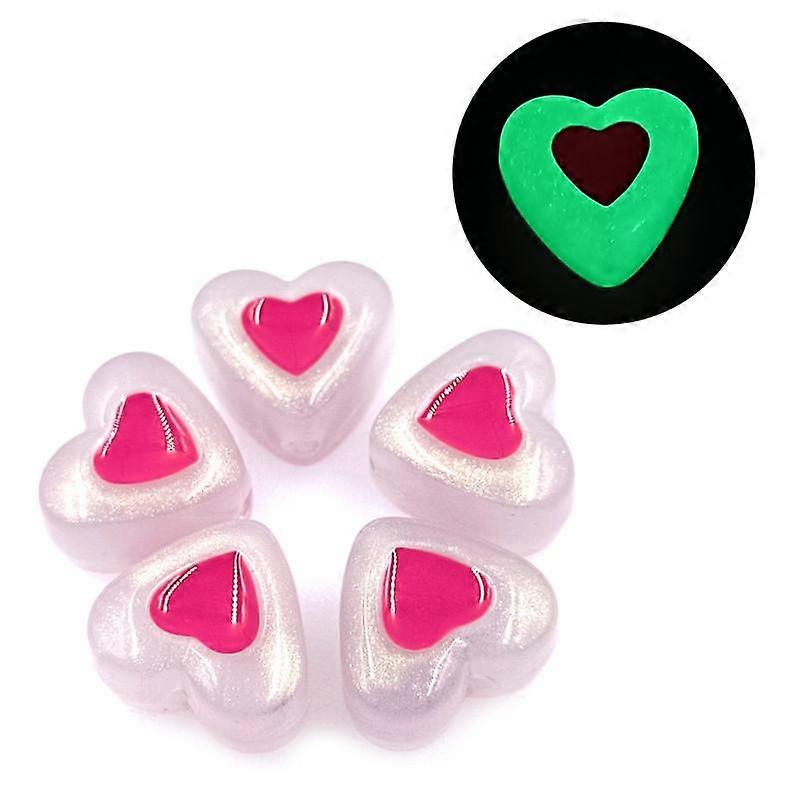 5Pcs Charms for Bracelet Earrings Making Handmade Luminous DIY Jewelry Material Peach Heart Bright Beads Exquisite Fashion Accessories