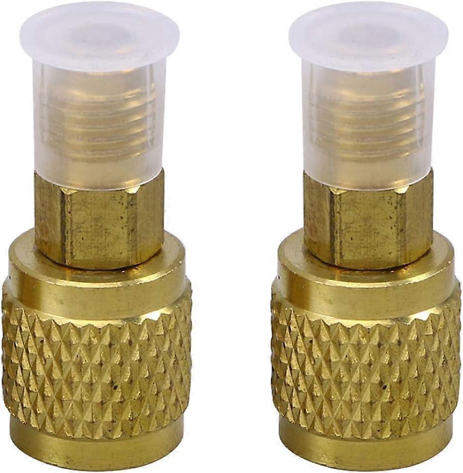 2pcs R410 Air Conditioner Adapter Quick Coupler Air Conditioning System Conversion Adapter (Gold)