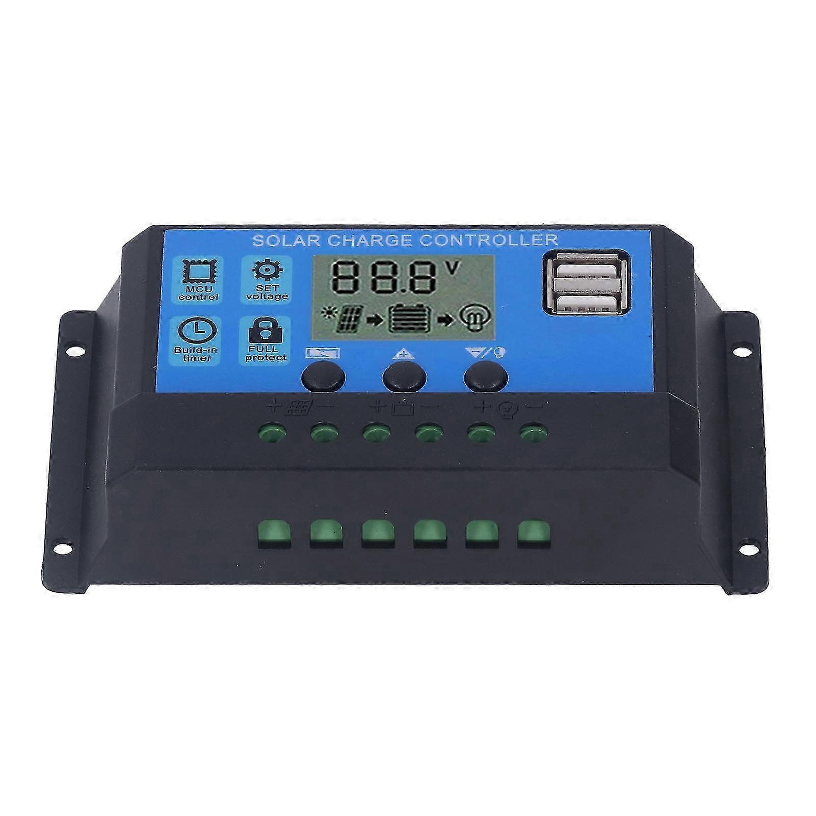 Solar Charge Controller Dual USB 5V Output PWM Charging Control Regulator 12V 24V 40A