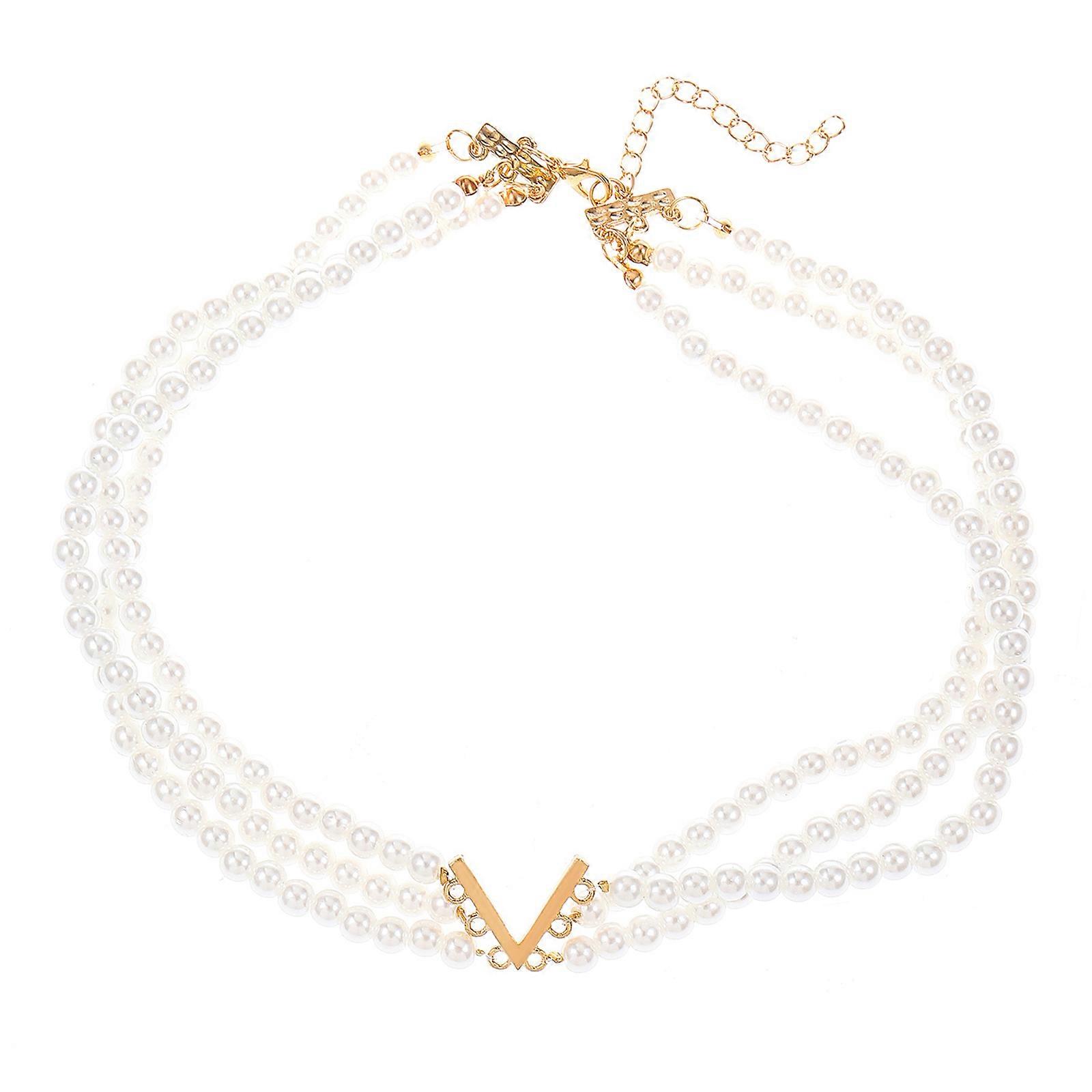 Chic Lock Chain Necklace/Bangles with Multiple Chains Versatile Pearls Beaded Clavicle Chain/Wrist Chain Jewelry Charm