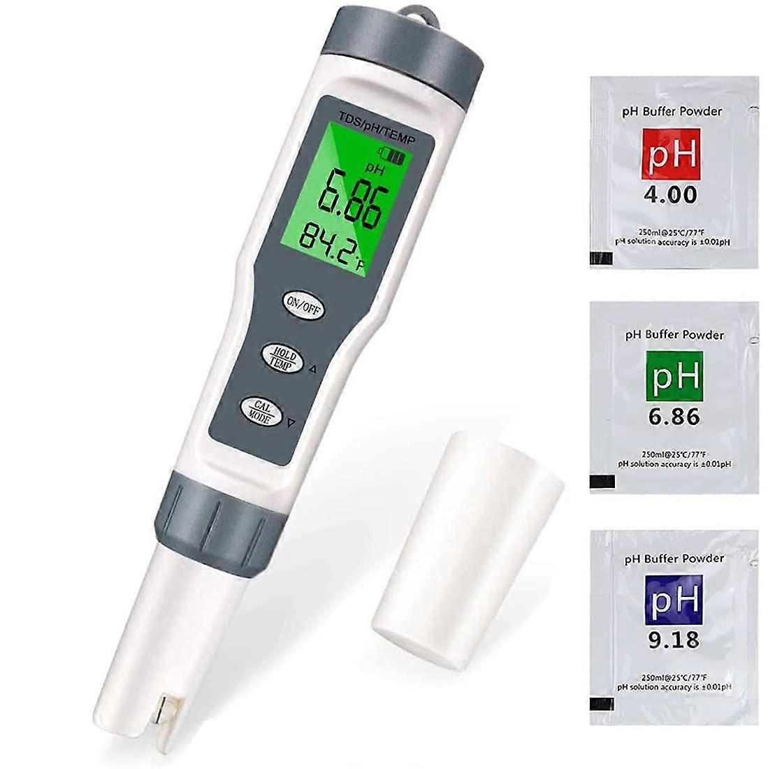 Ph Meter Tester, 3-In-1 Electronic Swimming Pool Ph Tester, Tds Meter Temperature, Water Quality Tester With Lcd Display And Reading Accuracy, For Swi