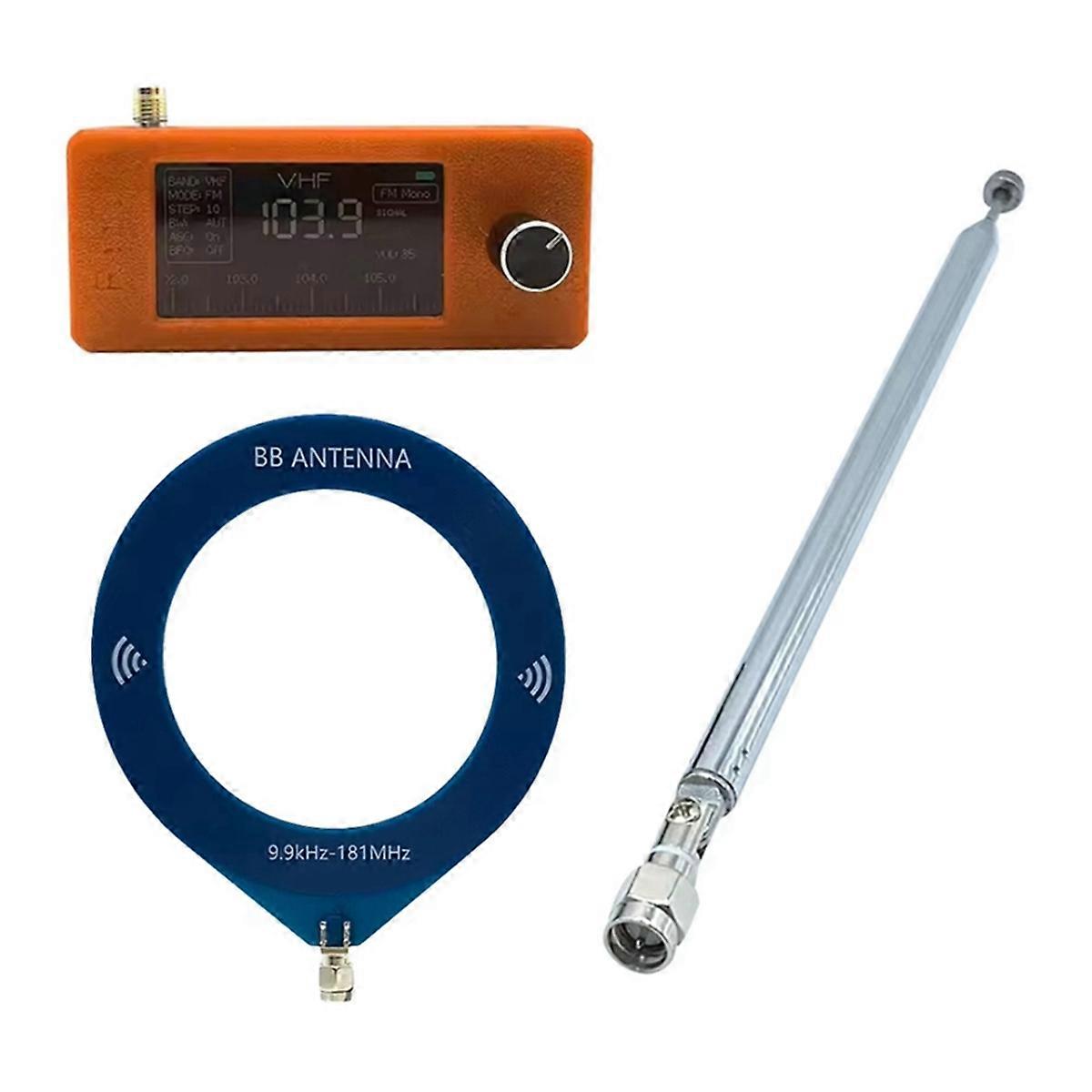 SI4732 Portable Radio LSB USB AM FM with 2 Antennas Orange