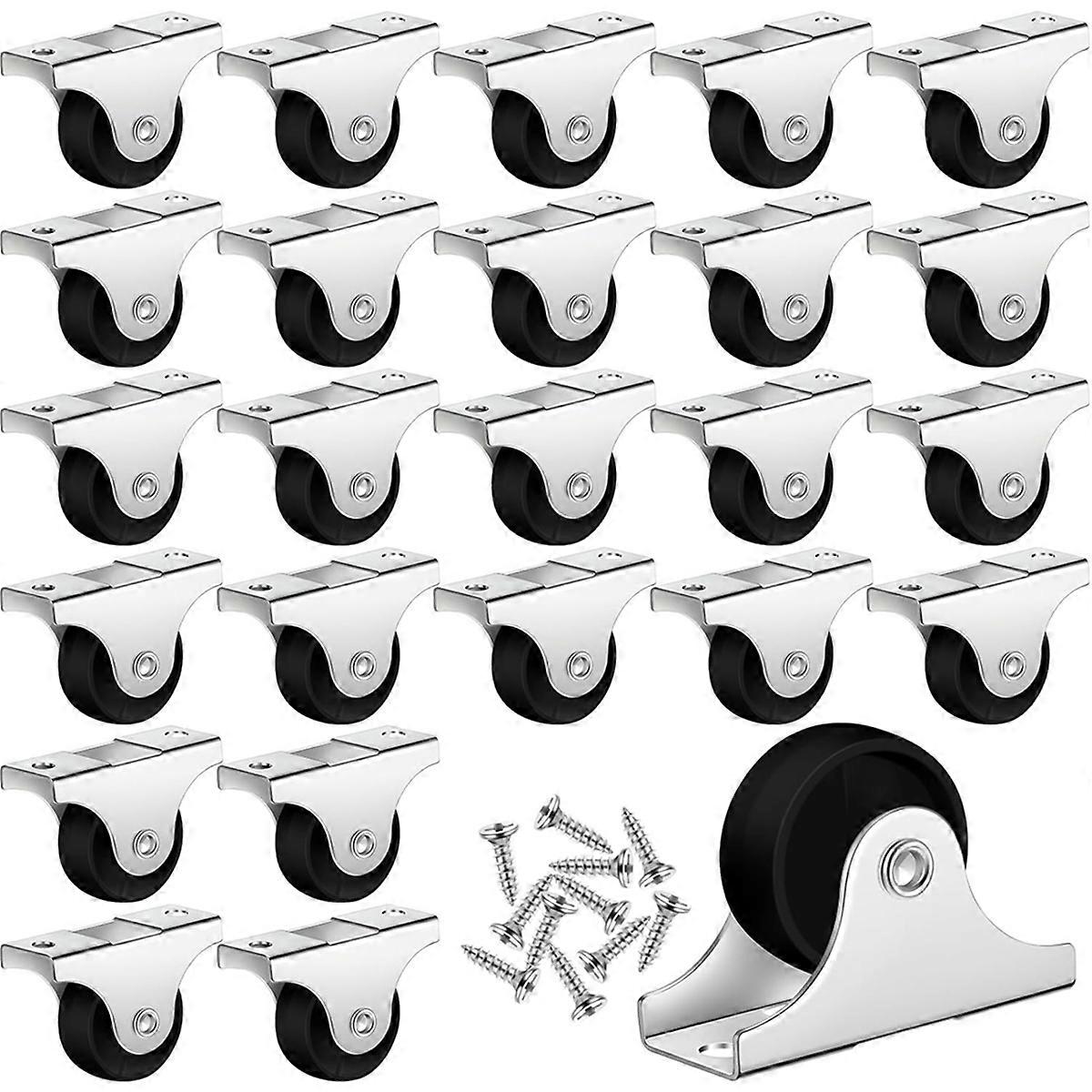 Small Caster Rigid Non-Swivel Fixed Caster with Metal Top Plate,24PCS
