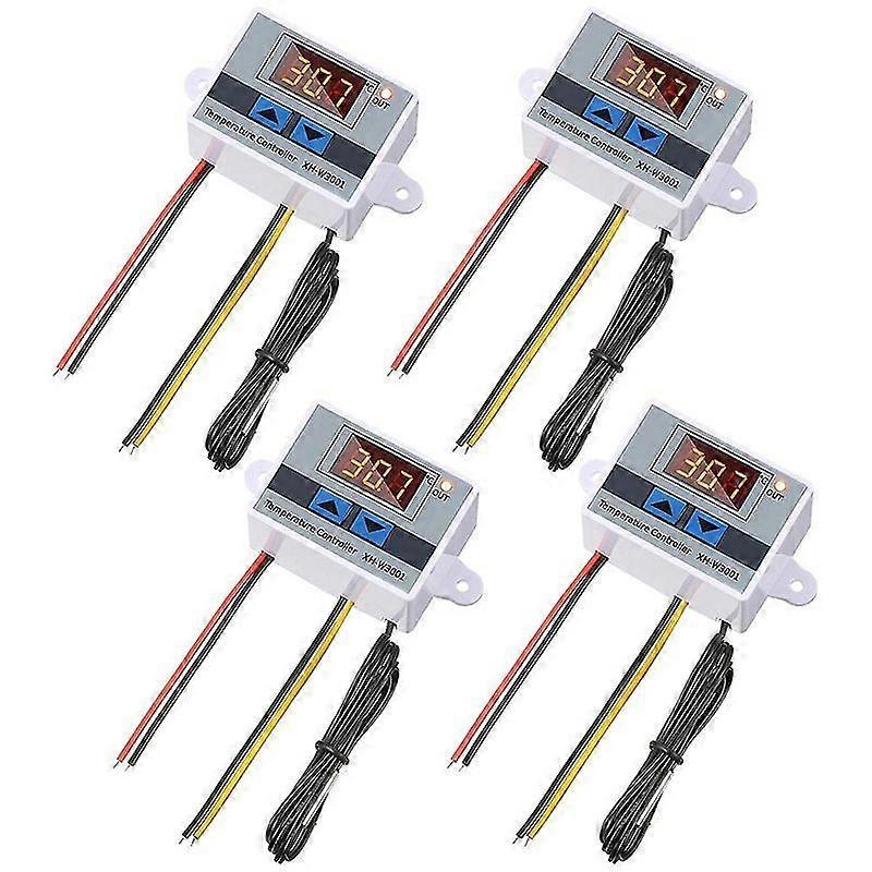 4pc Xh-w3001 Digital Temperature Controller Module Thermostat Switch Waterproof Probe Electronic