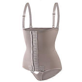 Body Sculpting Shapewear Bodysuit für Damen mit Hakenösenverschluss Verstellbare Träger Offene Büste Korsett Taille Trainer grau puder XL