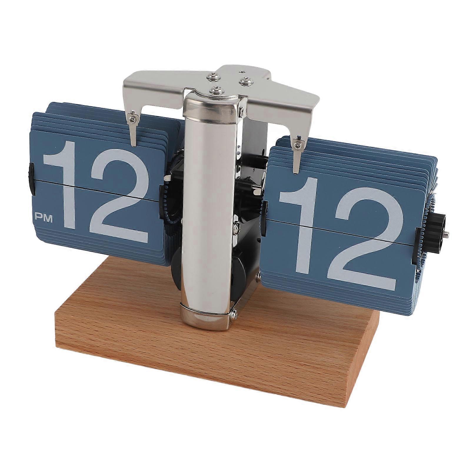Large Number Flip Desk Clock Retro Vintage Auto Flip Desk Table Clock Battery Powered Flip Clock for Home Office Decoration 12 Hours Blue Page 