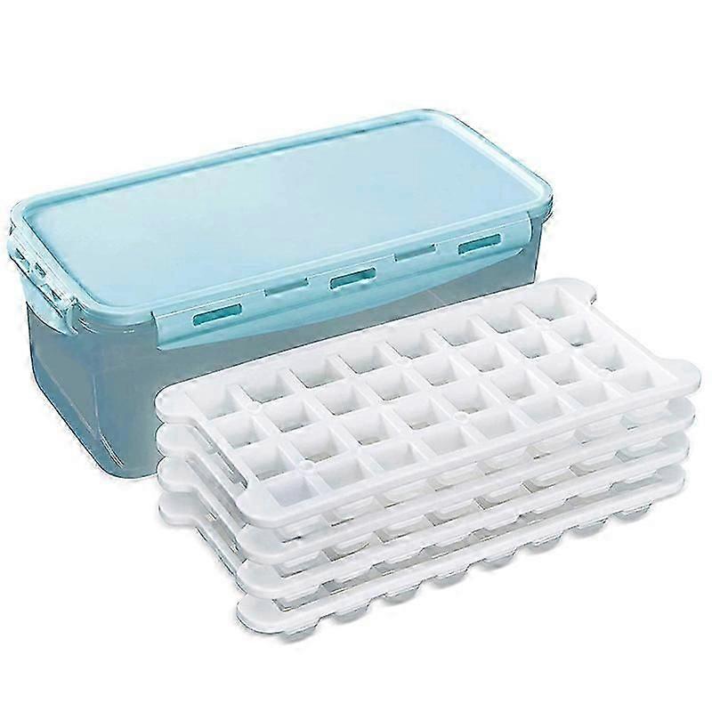Silicone Ice Square Trays and Ice Square Storage Container Set with Airtight Locking Lid,4 Pack/128