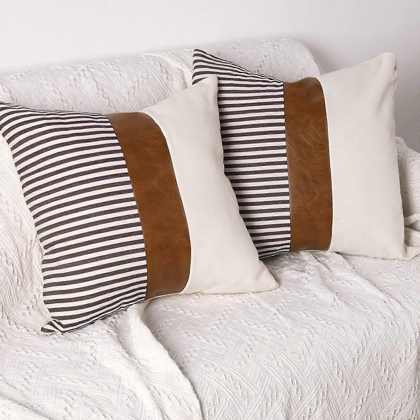 Grey Pillow Covers 2 Pack For Couch 18x18 Inches