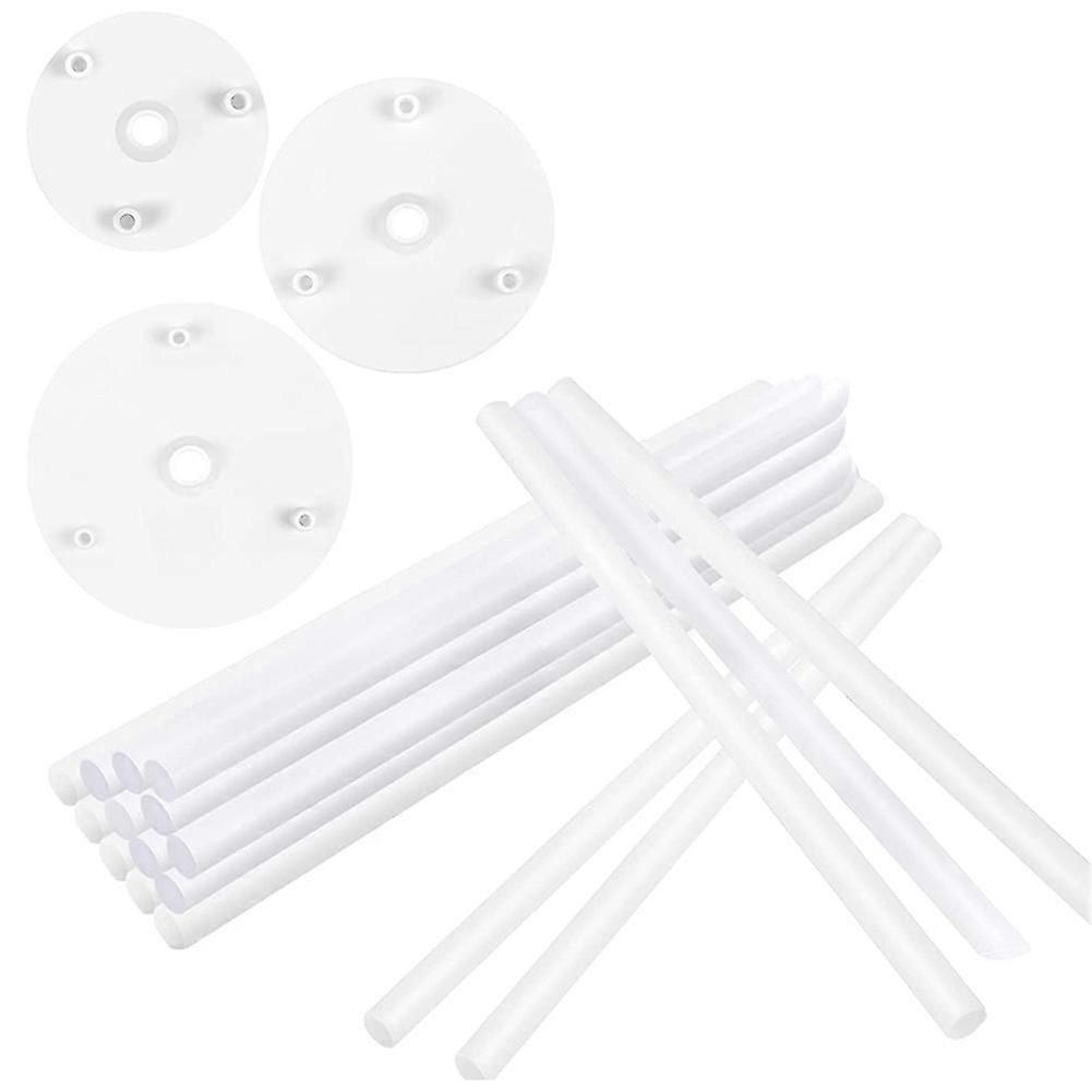 Cake Supports - Pack of 18 Cake Stands, Reusable Dowel Rods, Cake Supports with 3 Cake Plates, for