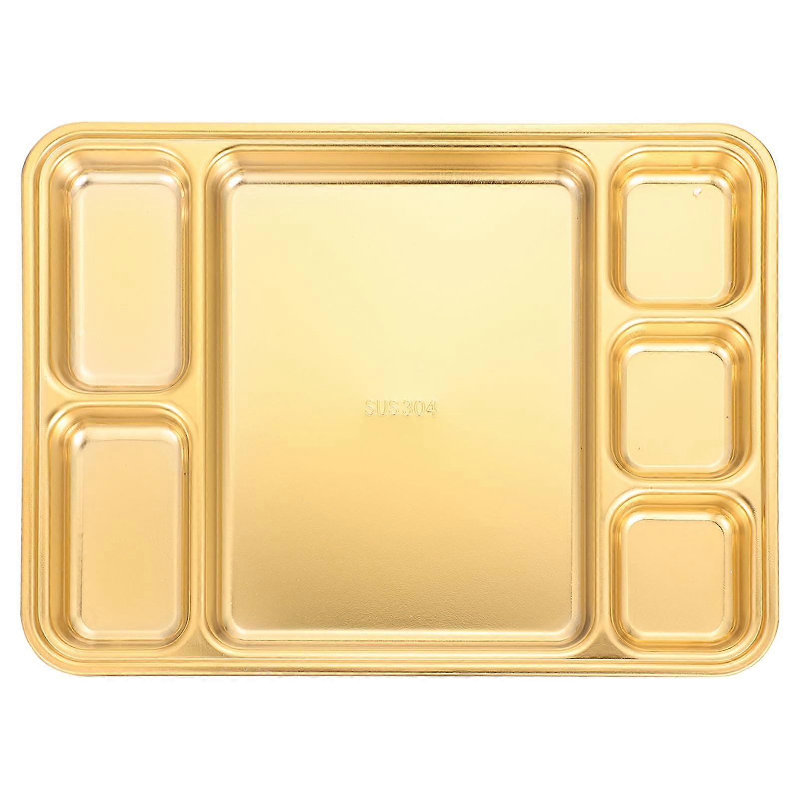 Stainless Steel Golden Divided Plates Dish for Breakfast