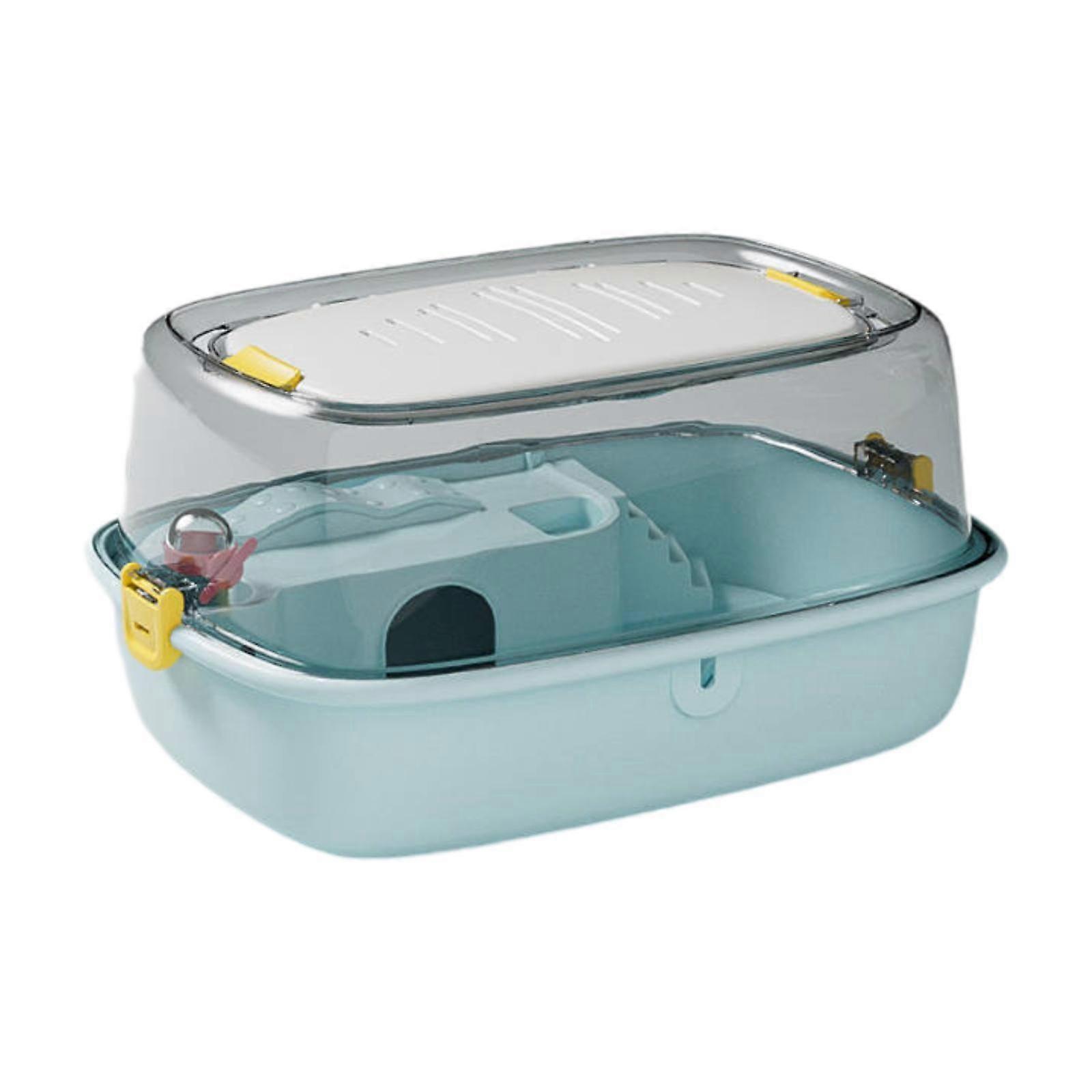 Hamster Cage With Water Bottle Breathable Transparent Exercise Playing Blue