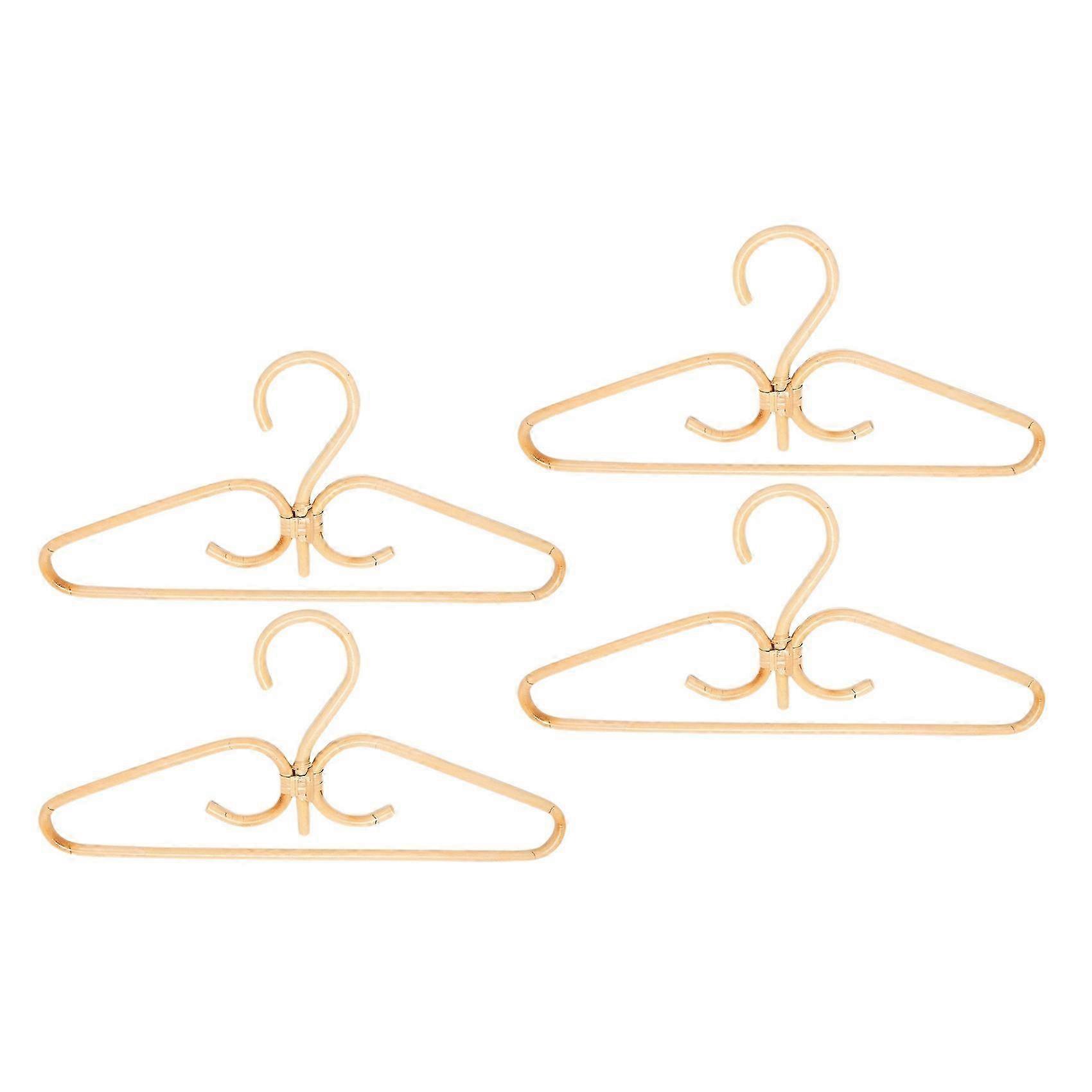 4Pcs Rattan Clothes Hanger 3 Hook