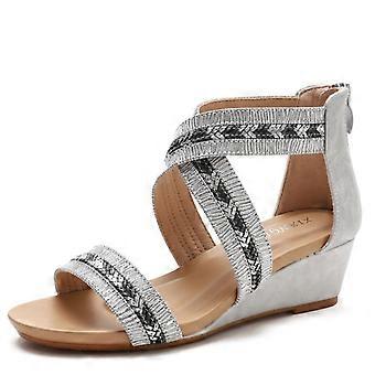Damen Sommer Slope Heel Sandalen Rutschfeste offene Schuhe im römischen Stil, Größe: 42