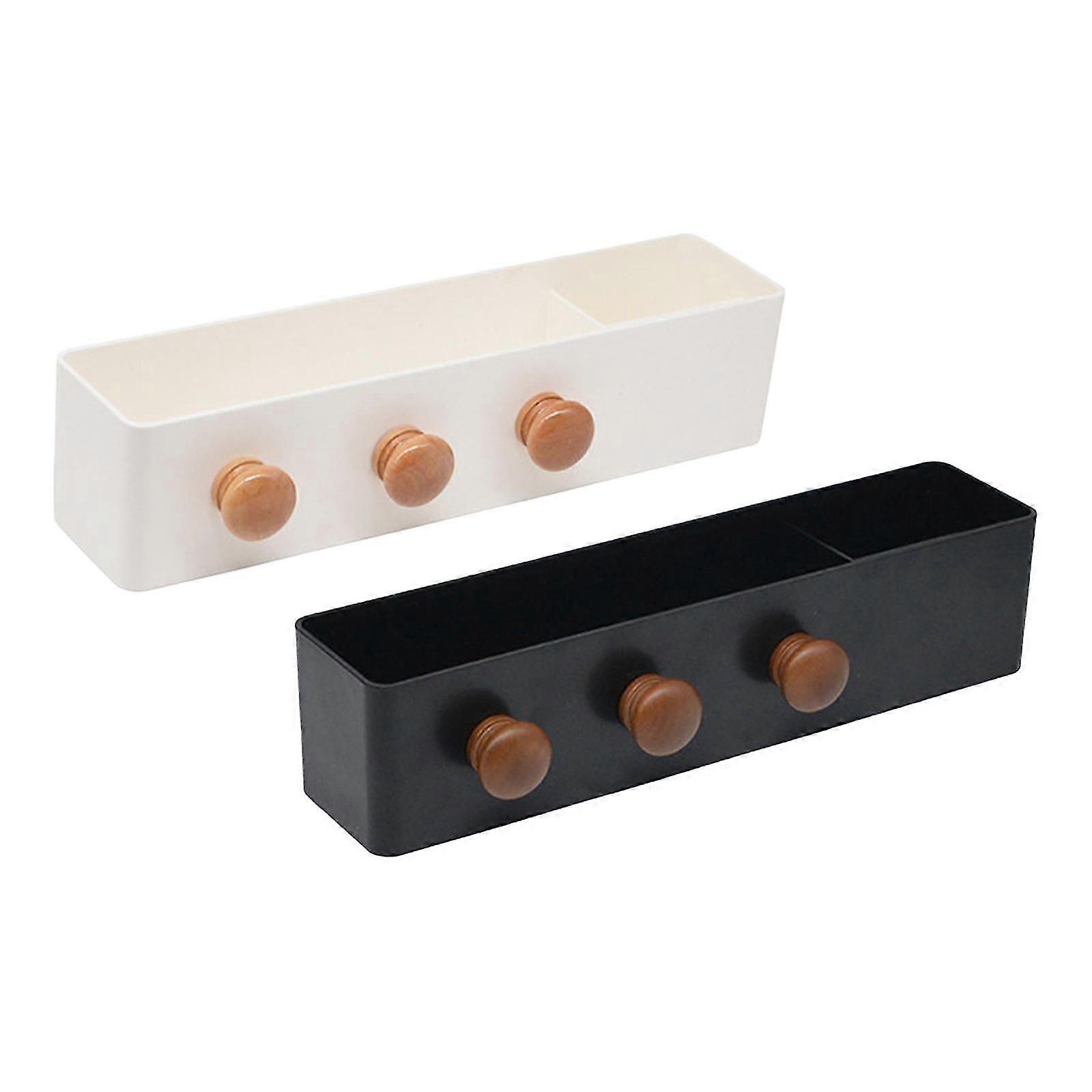 2pcs Wooden Storage Rack Key Hooks with 3 Hooks Space-Saving for Kitchen