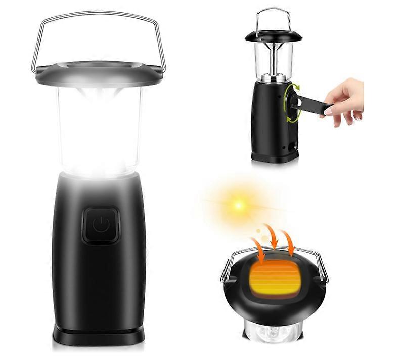 Solar Camping Lantern, Emergencies Hand-Up Camp Lamp Portable Bright Tent Light Hand-Cranked Dynamo for Outdoor Camping Hunting Hiking(Black)