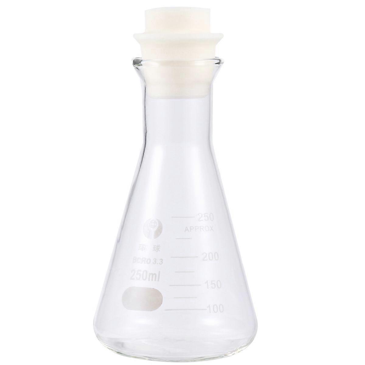 1PC Glass Flask Conical Flask with Cork for Laboratory Students Experiment Chemistry (Wide Mouth, 250ml)